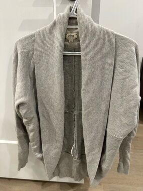 Wilfred Light Gray Ribbed Shawl-Collar Cardigan